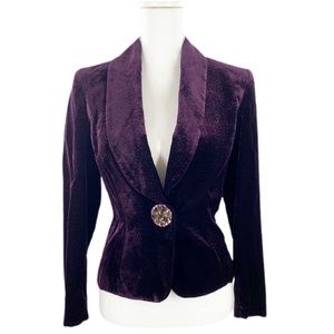 Escada Vintage Velvet Embellished Closure Blazer 4